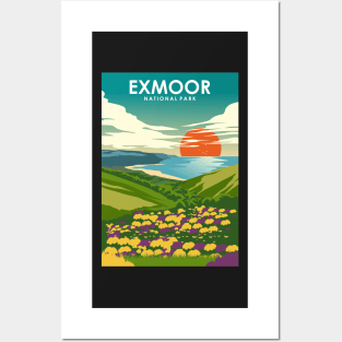 Exmoor National Park Vintage Minimal Retro Travel Poster Posters and Art